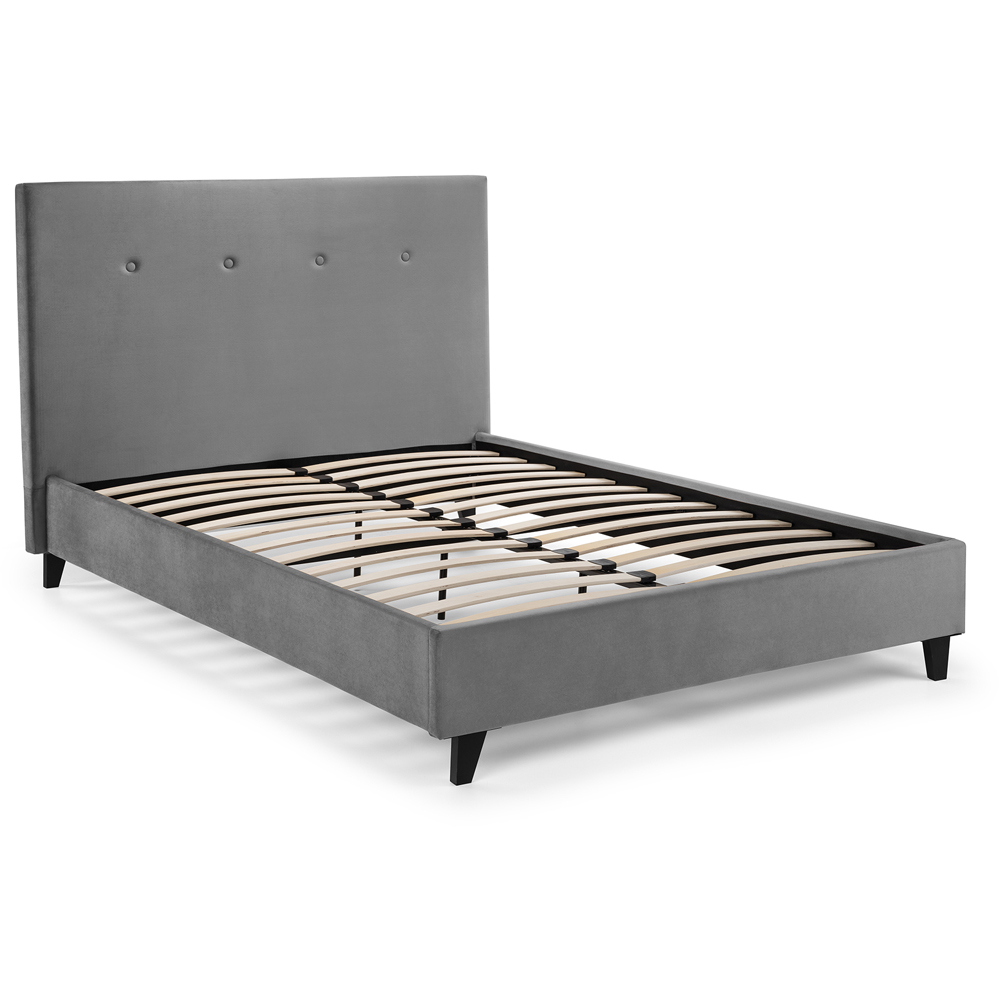 Julian Bowen Shoreditch Small Double Slate Grey Velvet Bed Frame Image 3