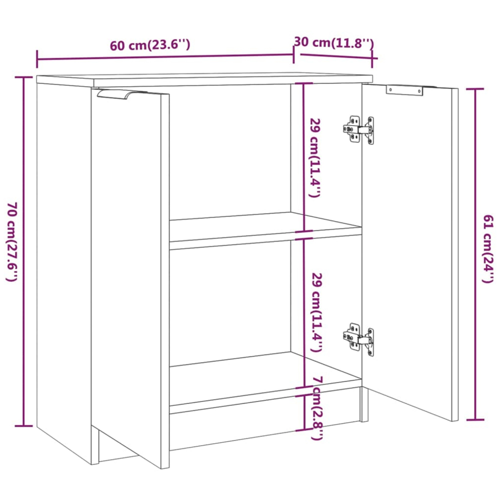vidaXL 4 Door 3 Drawer Sonoma Oak Sideboard Image 7