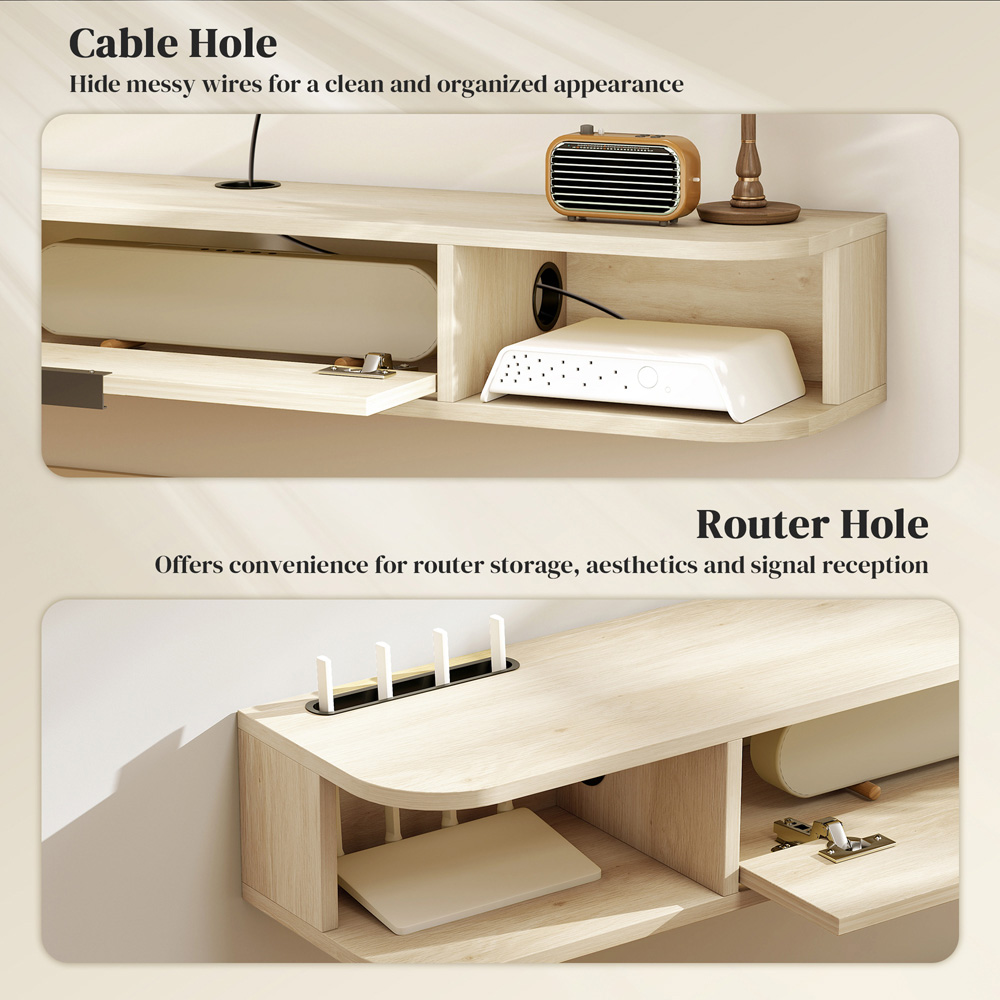 Portland 120cm Single Door 2 Shelf Natural Floating TV Unit Image 6