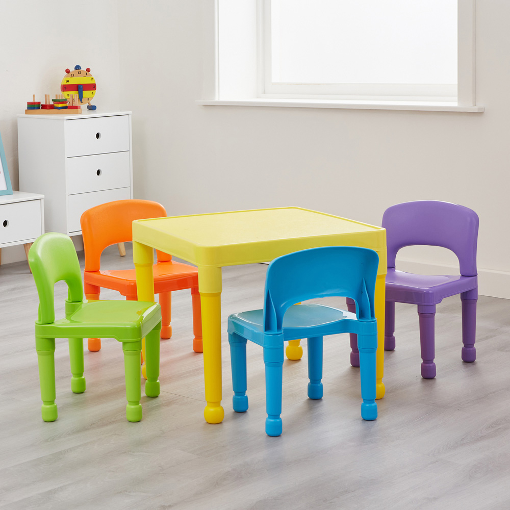 Liberty House Toys Kids Multicoloured Plastic Table and 4 Chairs Set Image 4