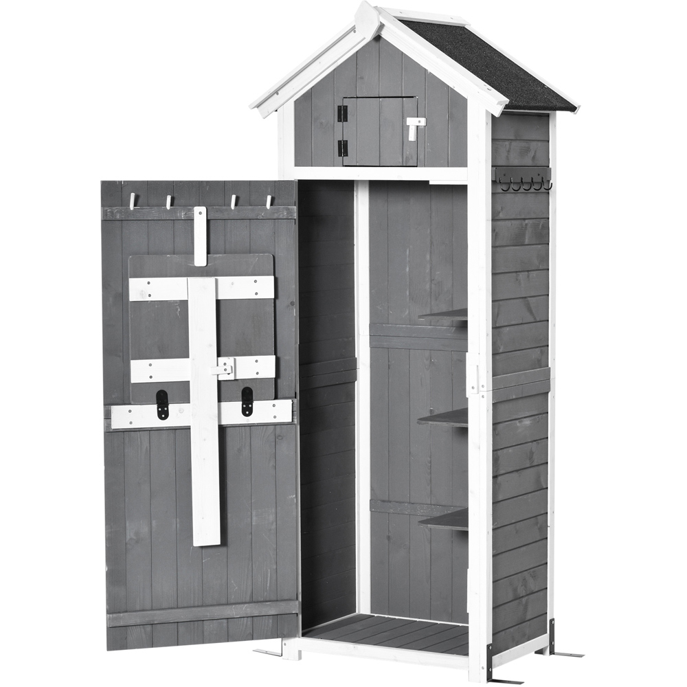 Outsunny 2 x 1.4ft Grey Wooden Tool Shed Image 8