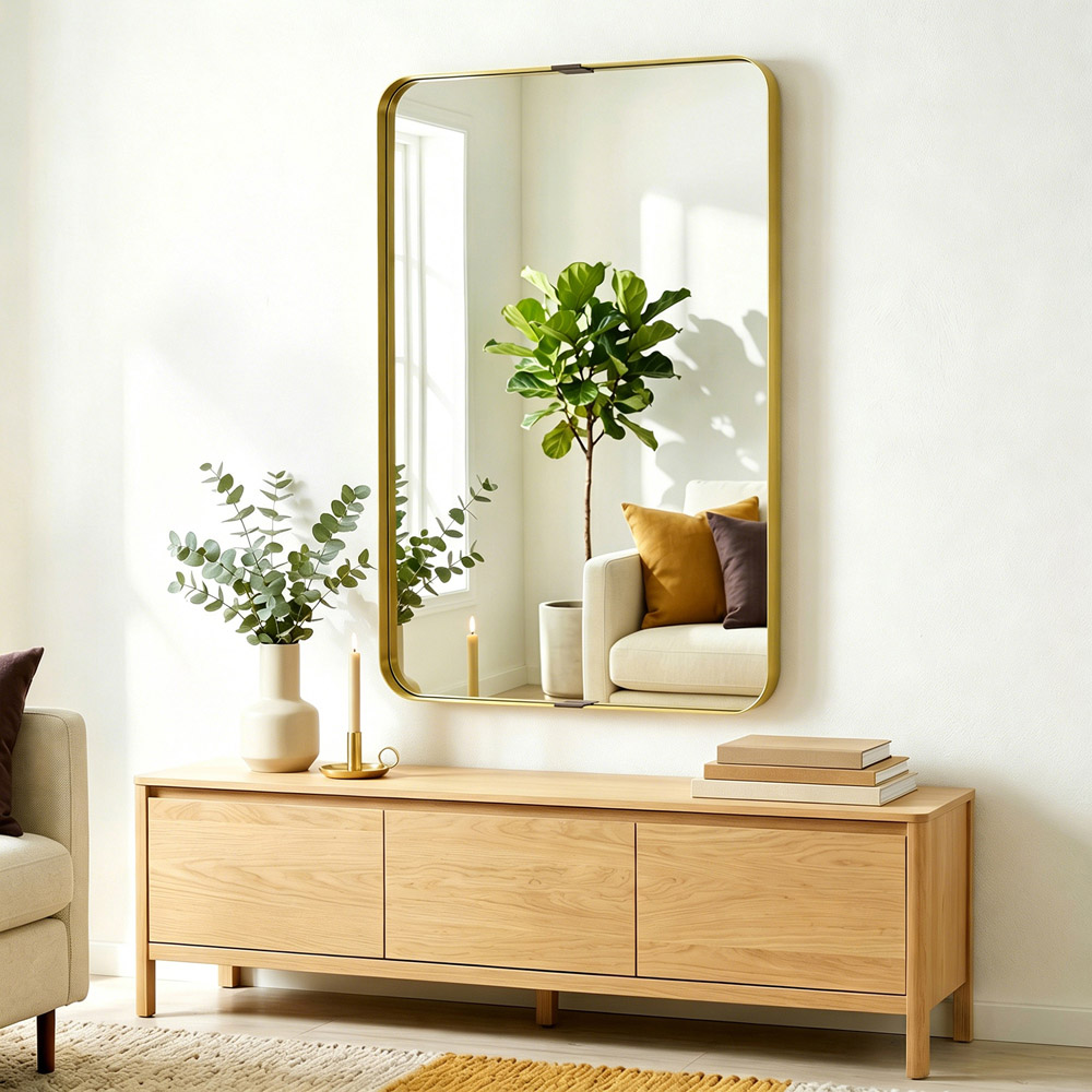 HOMCOM Gold Wall Mounted Rectangular Wall Mirror 90 x 60cm Image 3