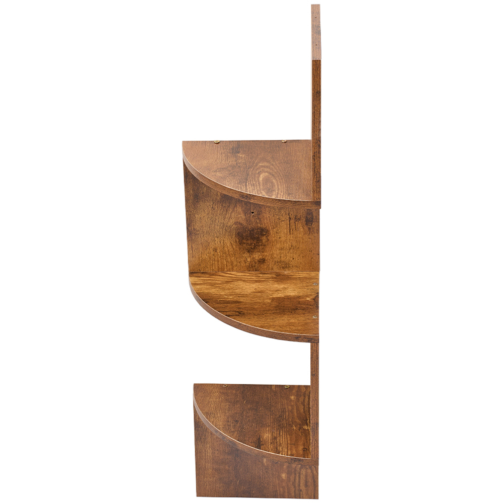 Living and Home 3 Shelf Dark Wood Wall Mounted Corner Shelf Image 4