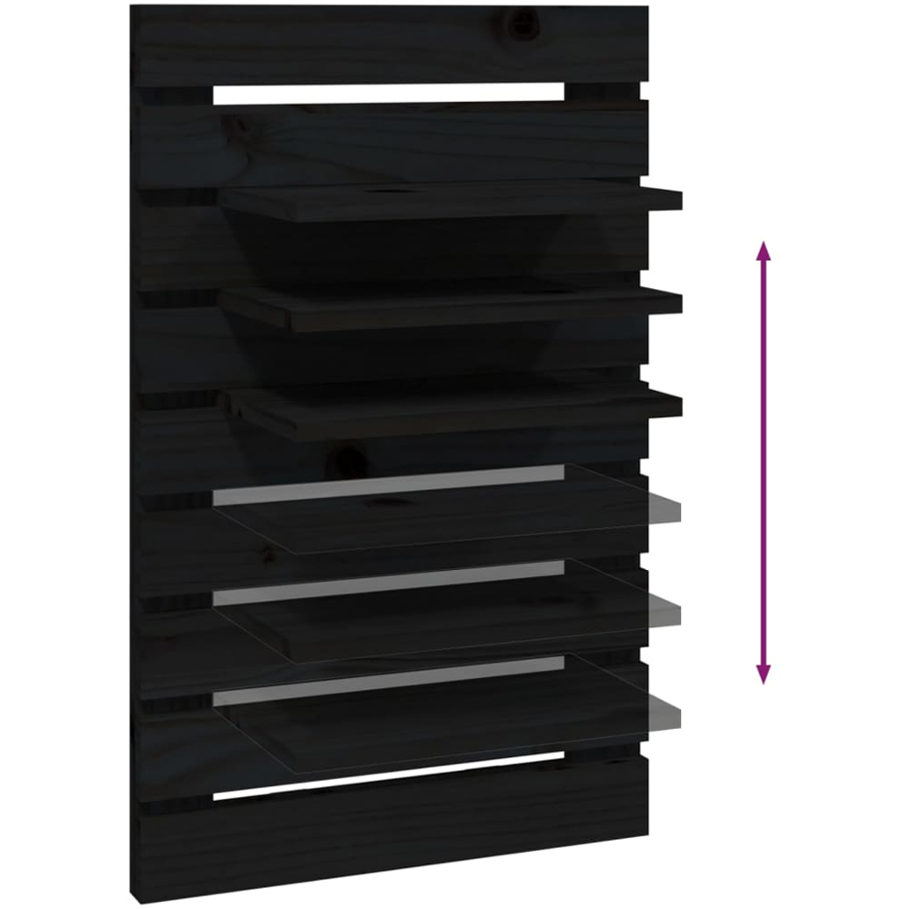 vidaXL Black Adjustable Wall-Mounted Bedside Shelf Set of 2 Image 7