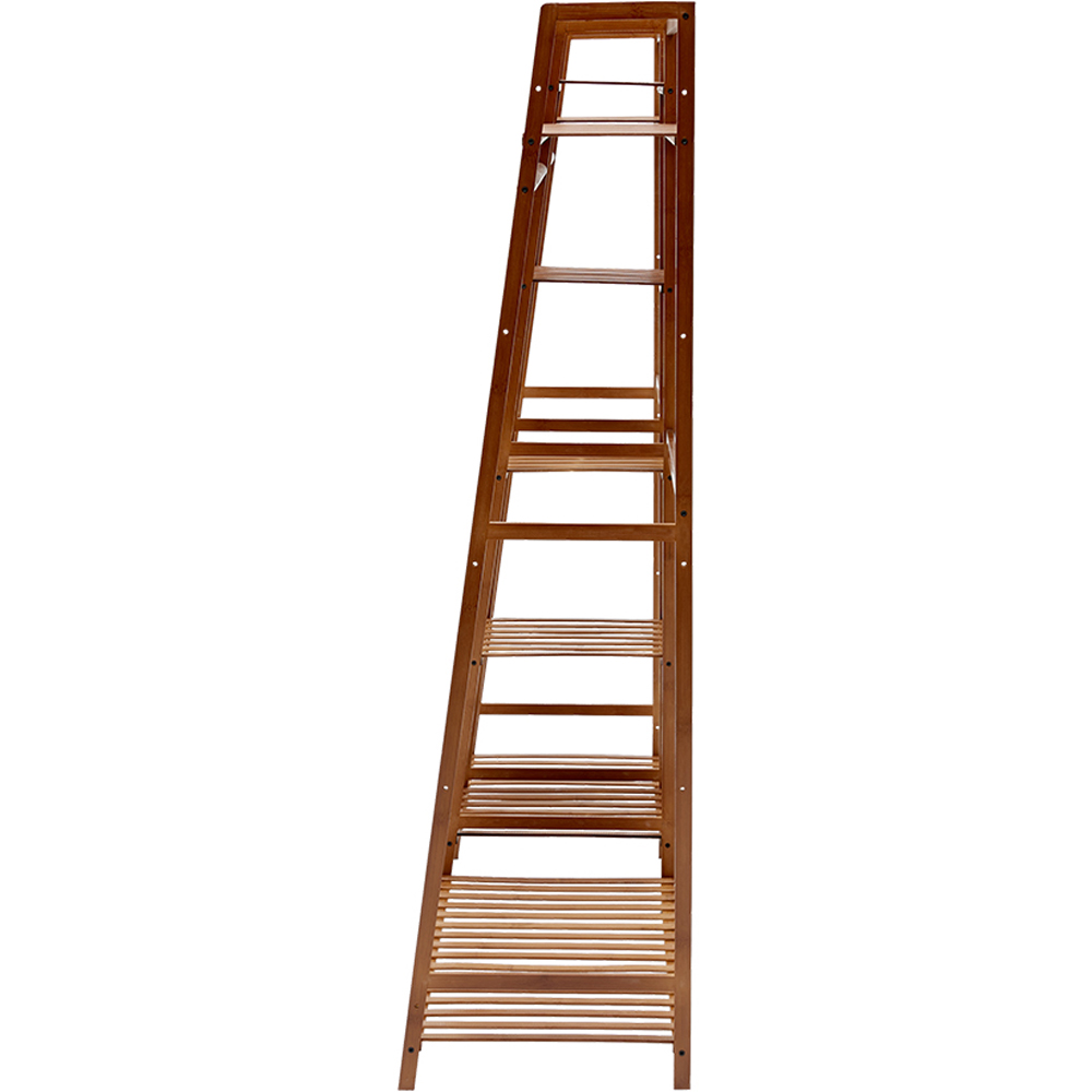 H&O Direct Trapezoid 9 Shelf Brown Bamboo Garment Rack Image 3