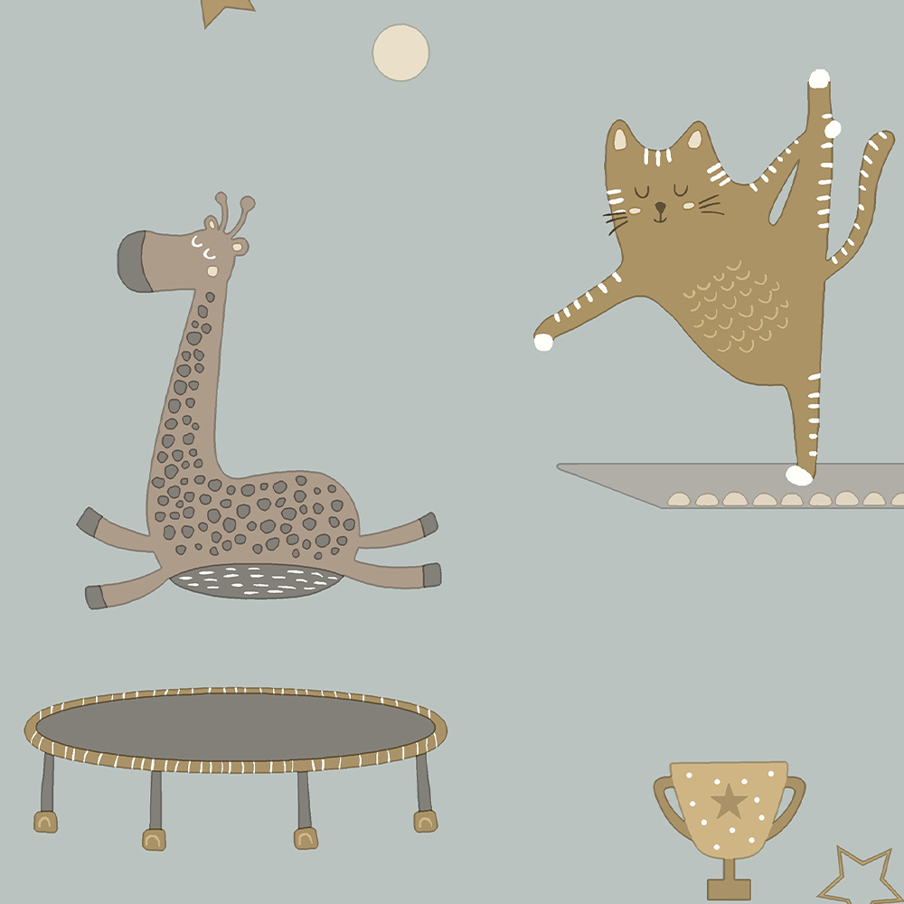 Holden Decor Animal Gymnastics Blue Wallpaper Image 3