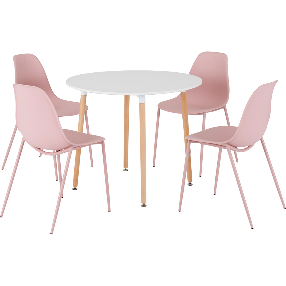 Seconique Lindon 4 Seater Dining Set Pink and Natural Oak Wilko