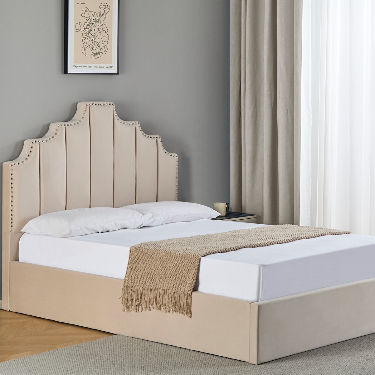Lipton Ottoman Bed - Cream / King Image 1