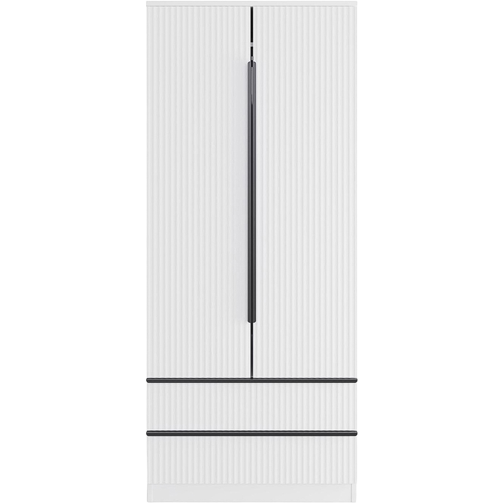 FWStyle Lania 2 Door 2 Drawer White Scalloped Ripple Effect Combination Wardrobe Image 4
