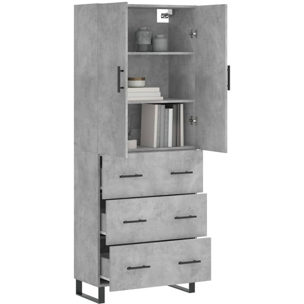 vidaXL 2 Door 3 Drawer Concrete Grey Highboard Image 3