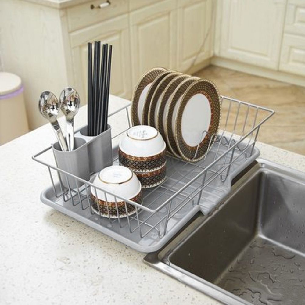 Living And Home WH0758 Silver Metal Dish Rack With Removable Tray Image 4