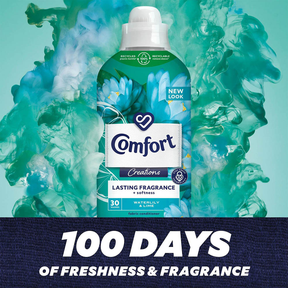 Comfort Creations Waterlily and Lime Lasting Fragrance Fabric Conditioner 30 Washes 900ml 2 Pack Image 4