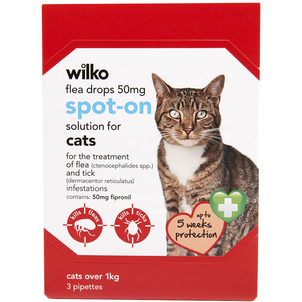 Wilko 50mg Spot On Flea Treatment for Cats 3 Pack Image