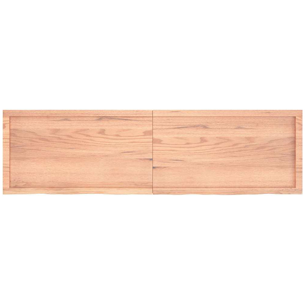 vidaXL 180cm Light Brown Treated Solid Oak Wood Floating Wall Shelf Image 3