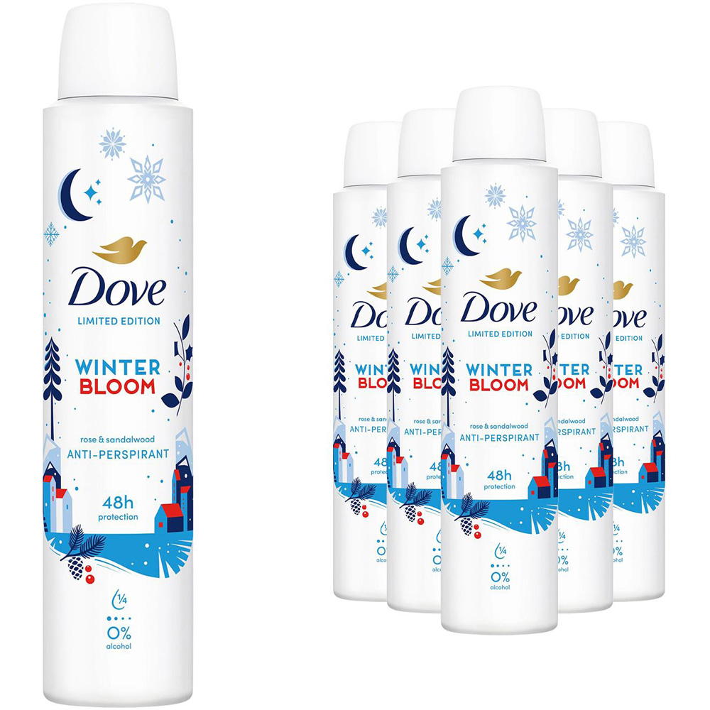Dove Limited Edition Winter Bloom Antiperspirant Aerosol Deodorant 200ml 6 Pack Image 1