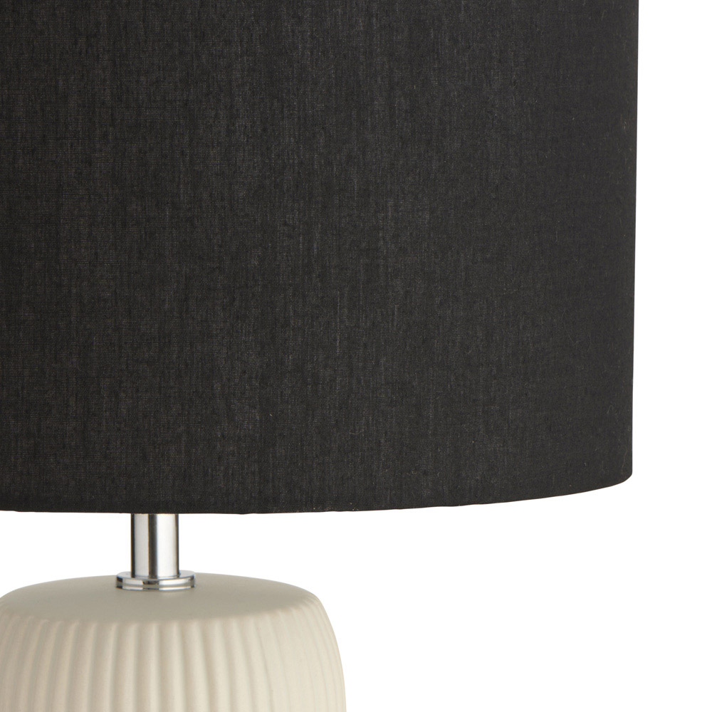 Wilko White Ribbed Lamp With Black Shade Image 5