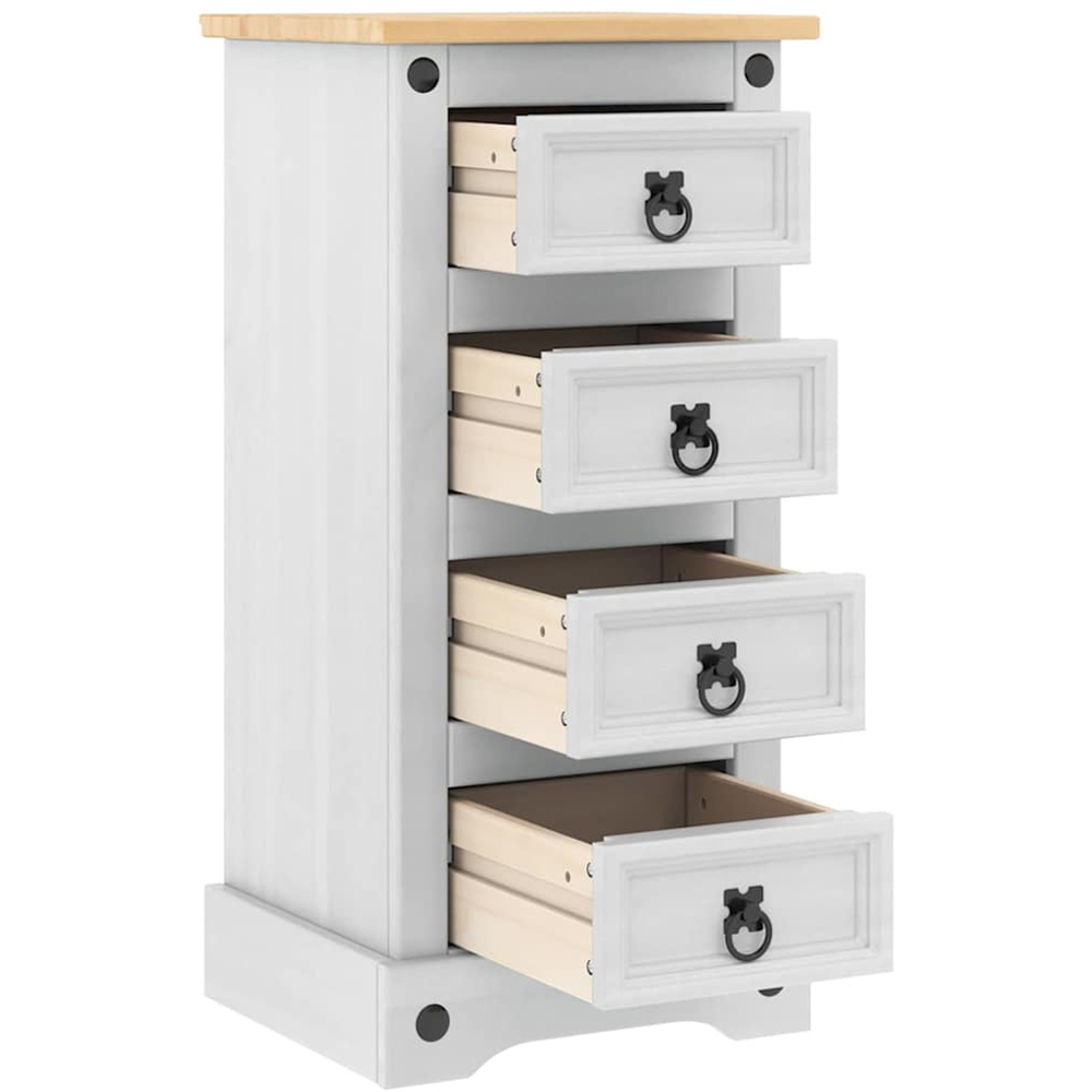 vidaXL Corona 4 Drawer White Solid Pine Wood Bedside Table Image 5