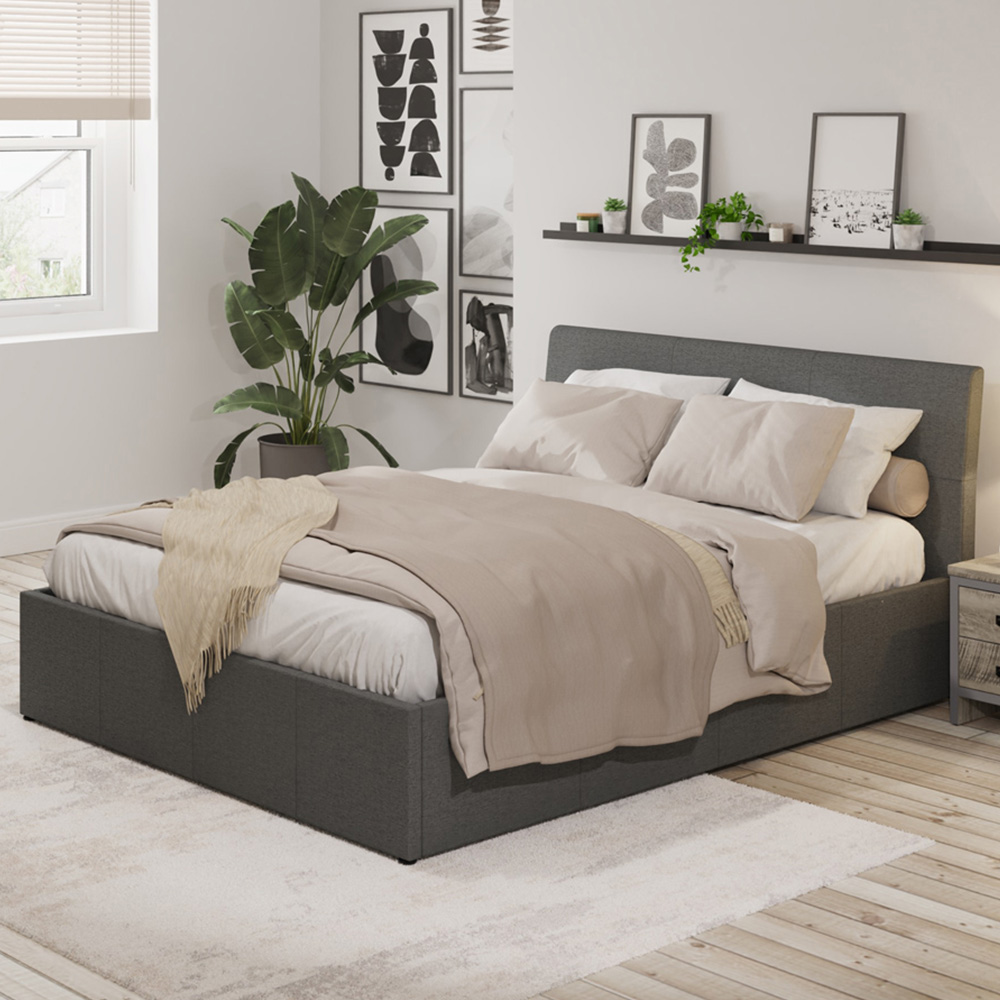 GFW Ascot Double Grey Ottoman Bed Image 1