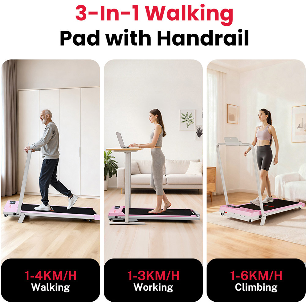 Rattrix Pink Manual Incline Foldable Walking Treadmill Image 5