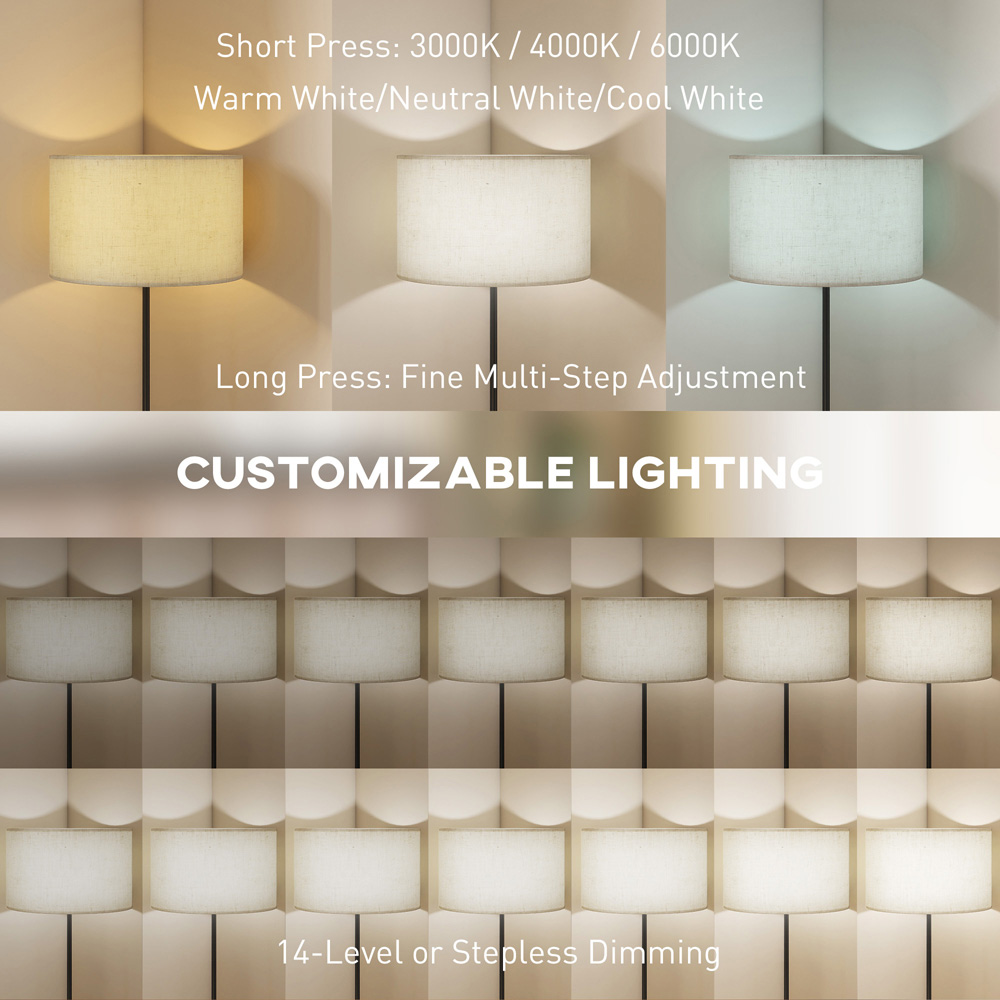 HOMCOM Modern Adjustable Colour Temperature Dimmable Floor Lamp Image 8