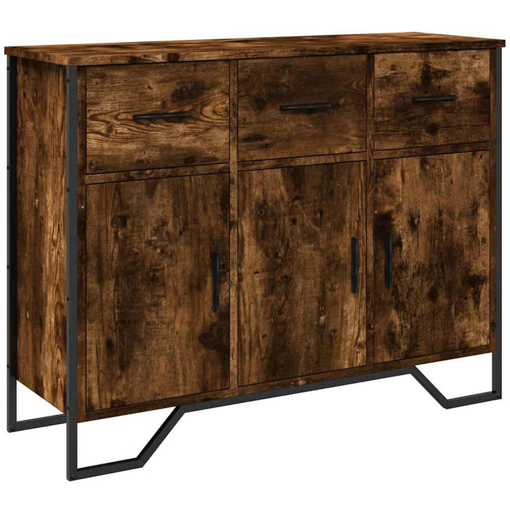 vidaXL 3 Door 3 Drawer Smoked Oak Sideboard Image 2