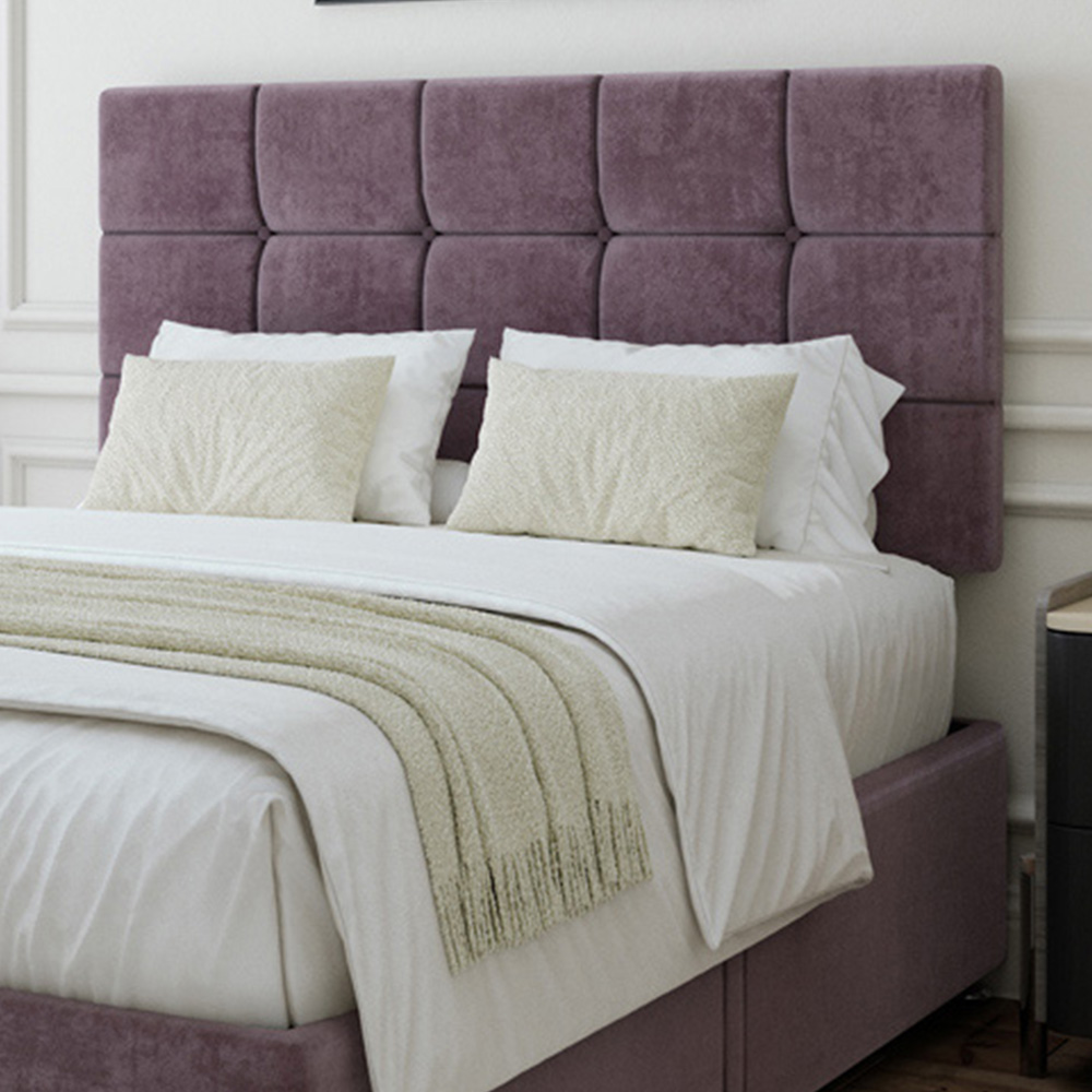 Bedmaster King Size Mauve Naples Velvet 2 Drawer Divan Base with Pearl Headboard Image 2