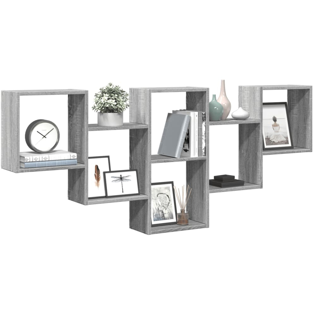 vidaXL 6 Open Shelf Grey Sonoma Wall Shelf Image 2