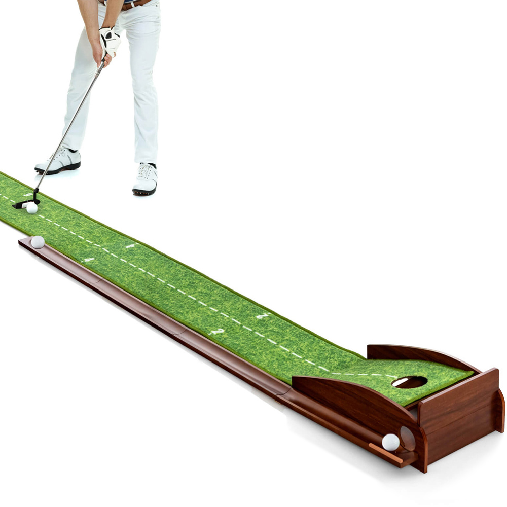 Costway Golf Putting Mat Training Aid with Auto Ball Return and Balls Image 1