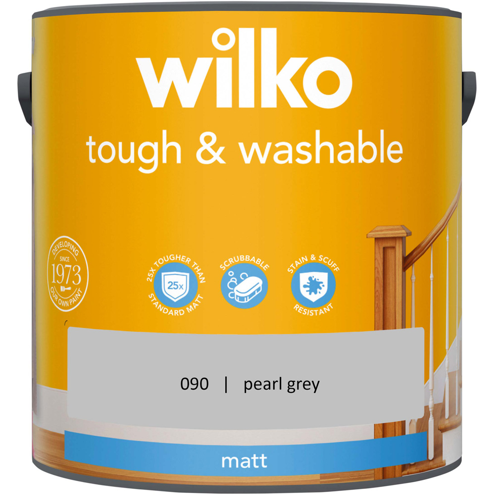 Wilko Tough & Washable Pearl Grey Matt Emulsion Paint 2.5L Image 2