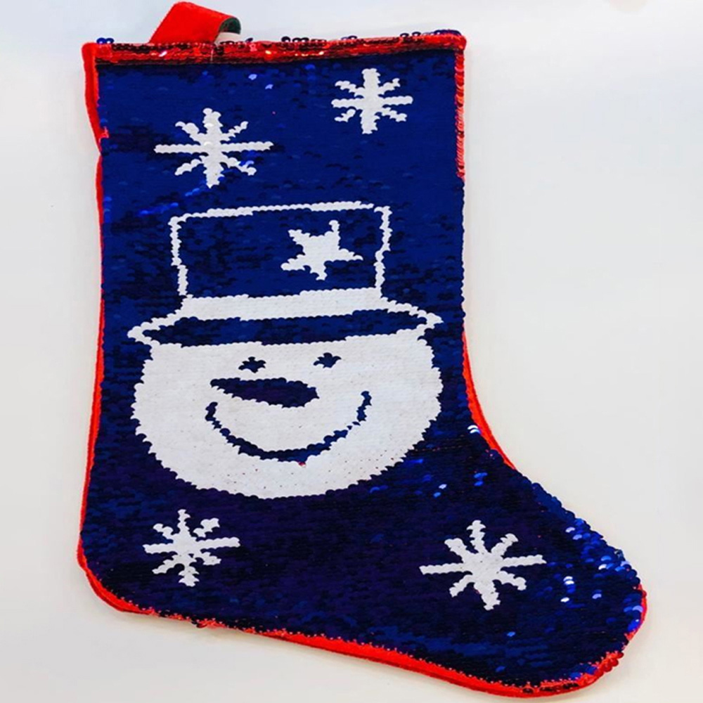 Shatchi Novelty 2-in-1 Sequin Snowman Santa Stocking Sack Christmas Decoration 45cm Image 4