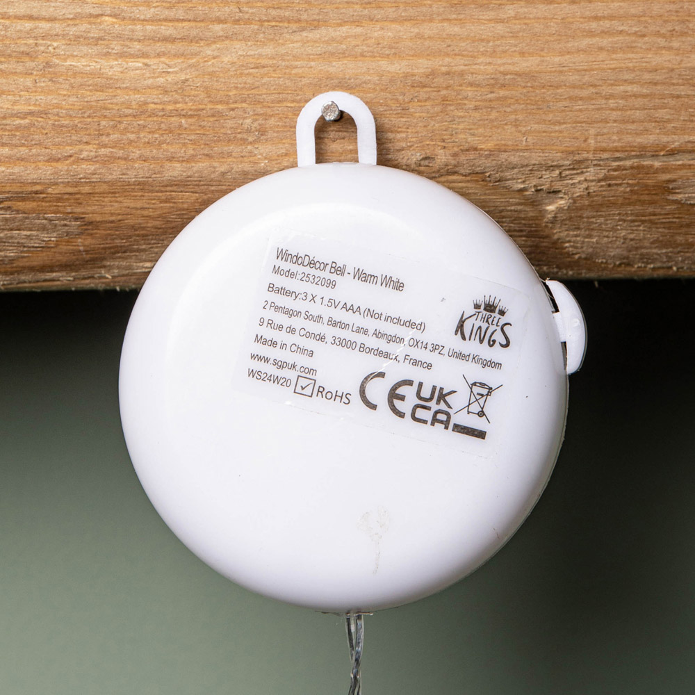 Samuel Alexander 15 Warm White LED Christmas Bell Battery Operated Window Decoration 21cm Image 3