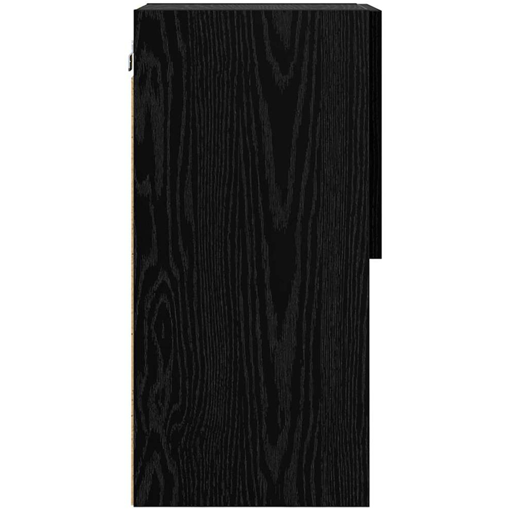 vidaXL Single Door 2 Shelf Black Oak Wall Mounted LED TV Unit Set of 2 Image 7