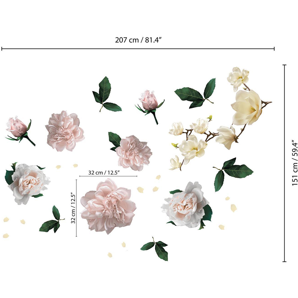 Walplus Flower Theme White Magnolia with Roses Wall Stickers Image 4