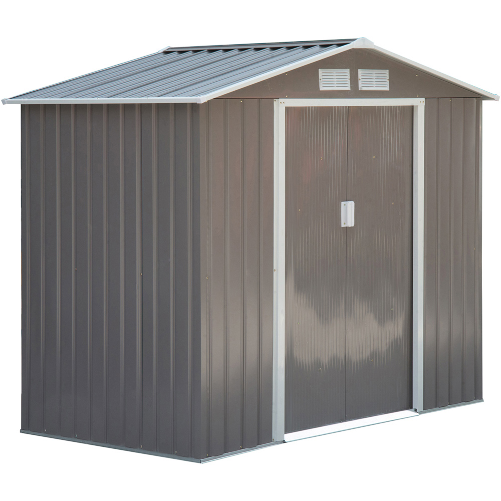 Outsunny 7 x 4ft Apex Double Sliding Door Lockable Garden Storage Shed Image 1