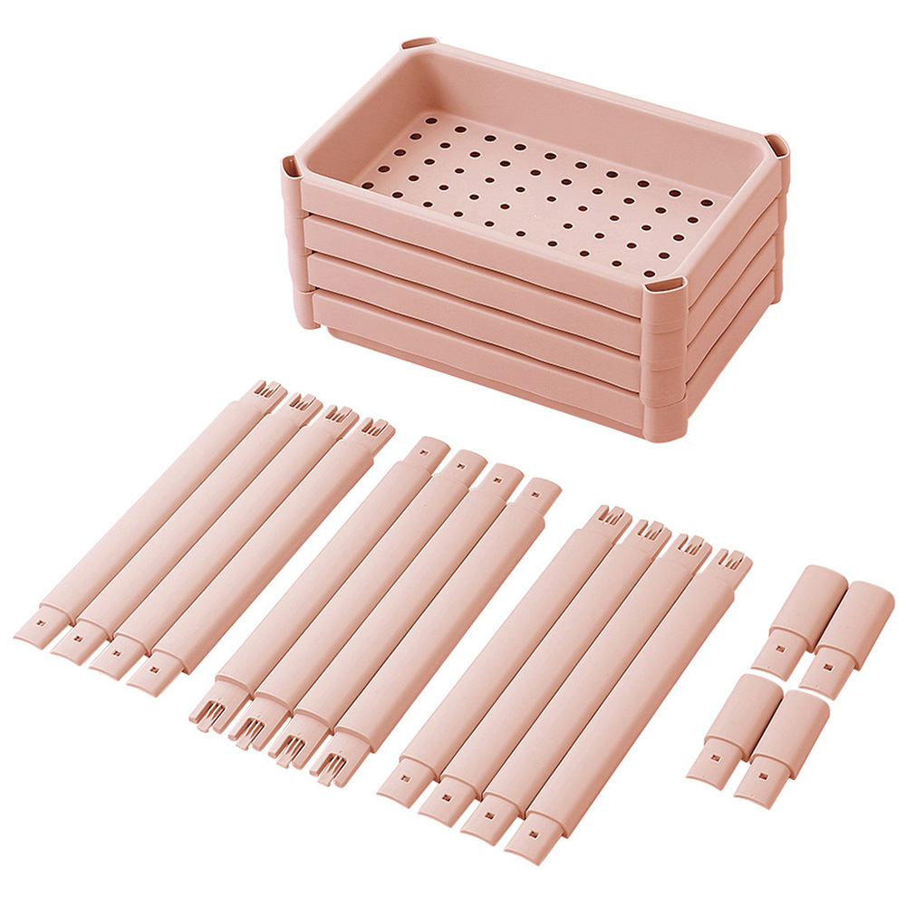 H&O Direct 4 Shelf Pink Plastic Storage Rack with Drainage Holes Image 5