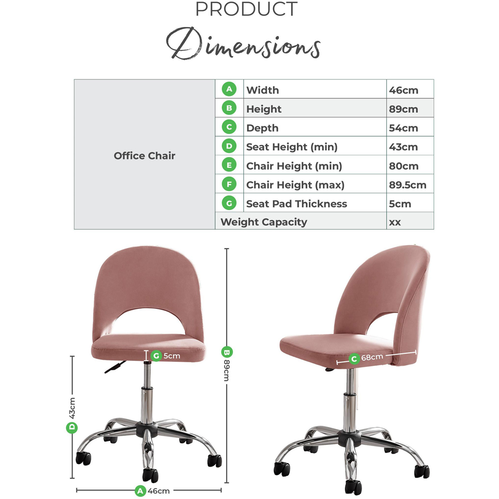 Furniturebox Courtez Grey Velvet and Silver Office Chair Image 9