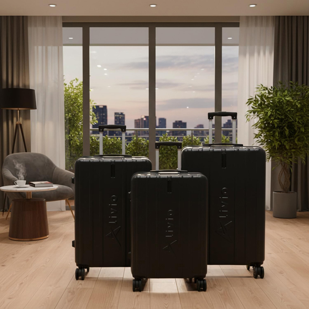 Alivio Set of 3 Black Hard Shell Luggage Suitcase Image 2