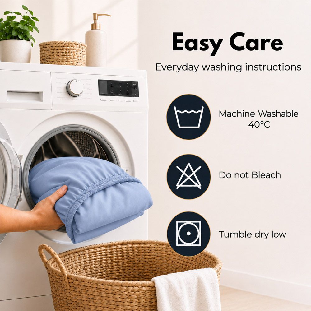 MHG Living Single Light Blue 30cm Deep Pocket Fitted Sheet Image 8