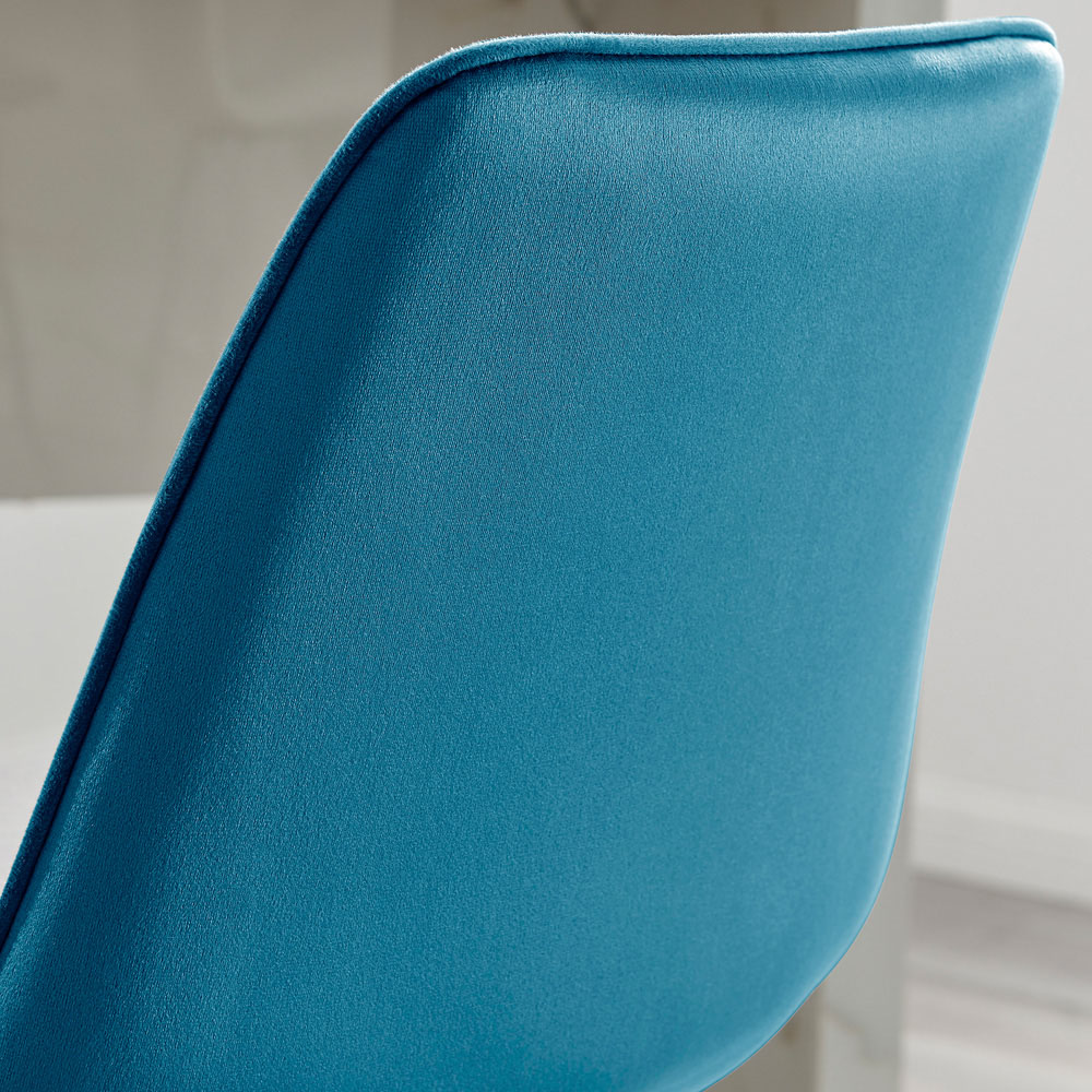 Furniturebox Set of 2 Blue and Silver Velvet Bar Chairs Image 3