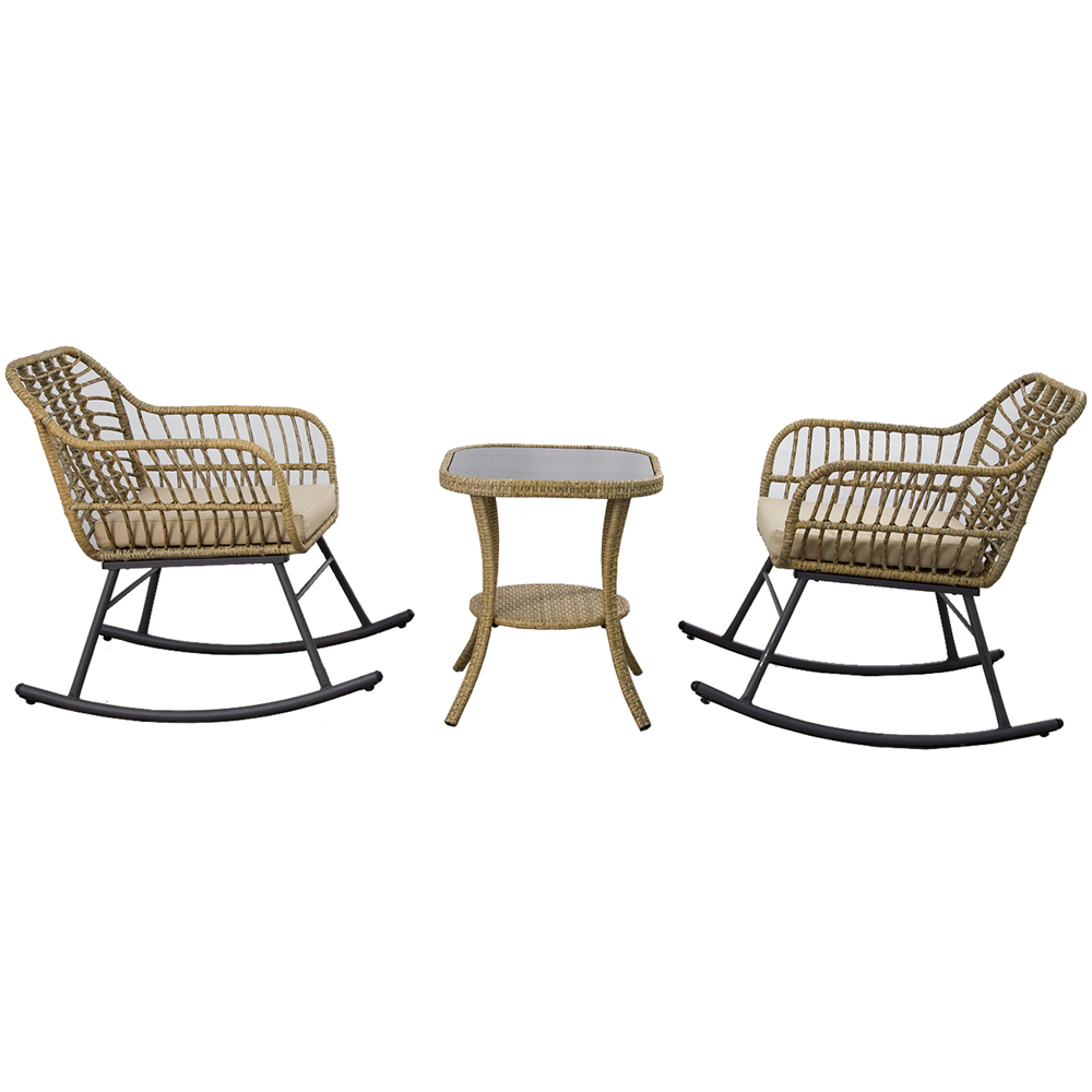 Furniture One 2 Seater Rattan Garden Rocking Lounge Set Image 3