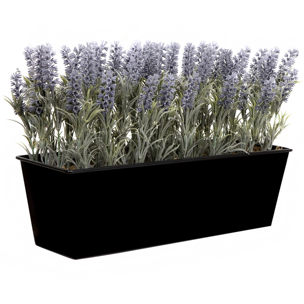 GreenBrokers Artificial Lavender Plant in Black Window Box 45cm Image 1