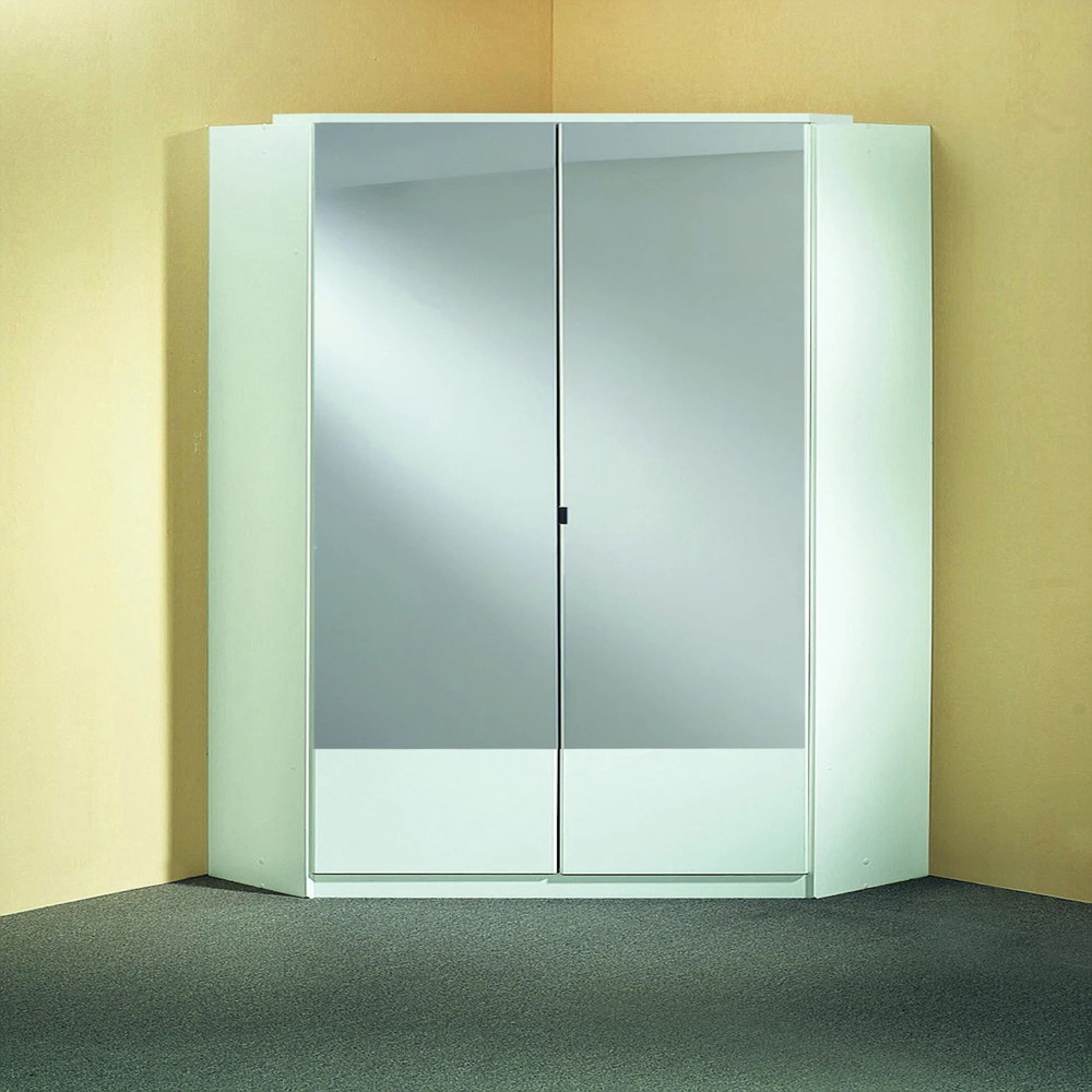 TJ'S Sligo 2 Door White Mirrored Corner Wardrobe Image 4