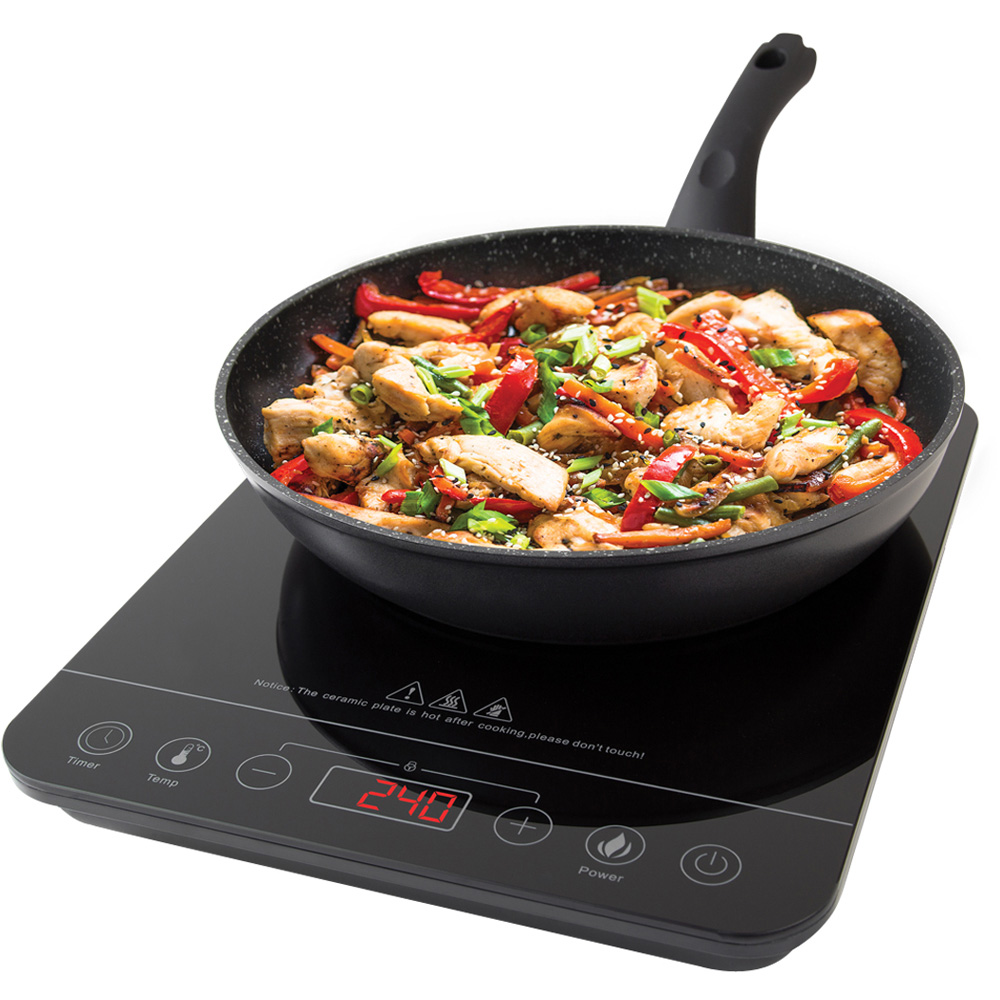 Quest 35839 Black Single Digital Induction Hob and Hot Plate 2000W Image 5