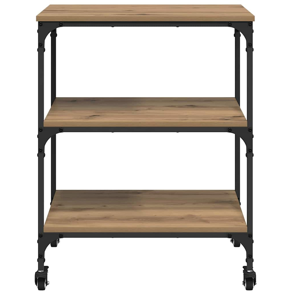 vidaXL 3 Shelf Artisan Oak Kitchen Trolley Image 6