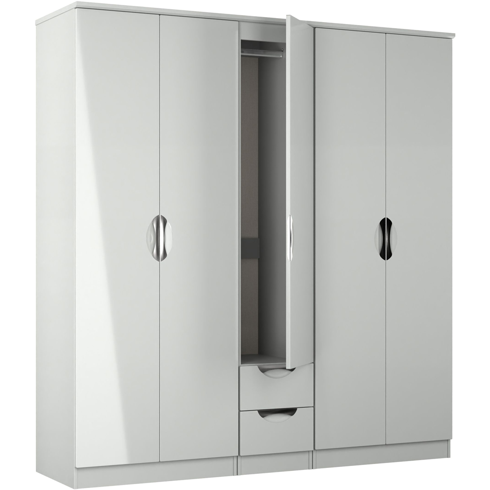 Crowndale Camden 5 Door 2 Drawer Grey Gloss and Dusk Grey Wardrobe Ready Assembled Image 5