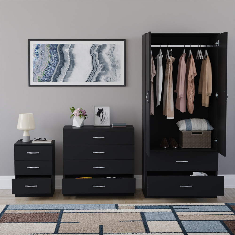 VIDA DESIGNS Riano Black 3 Piece Bedroom Furniture Set Image 3