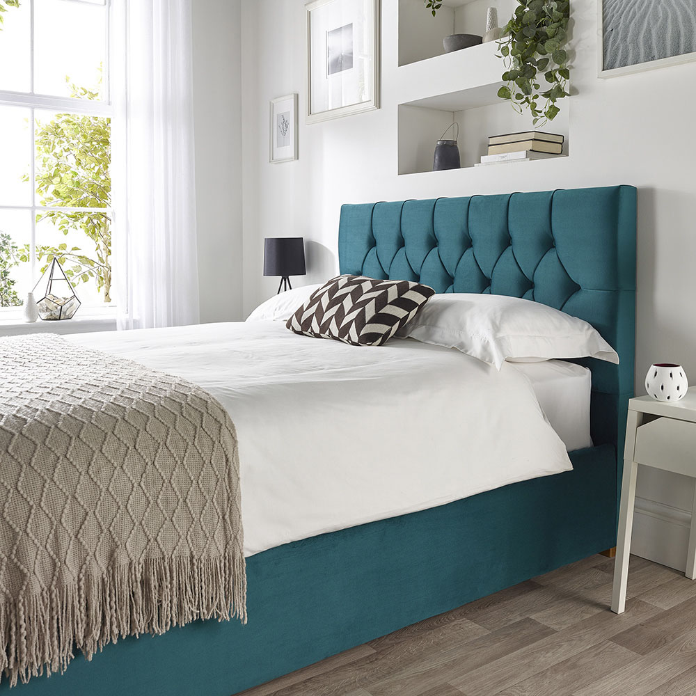 Catherine Lansfield Boutique Double Emerald Velvet Ottoman Bed Image 5