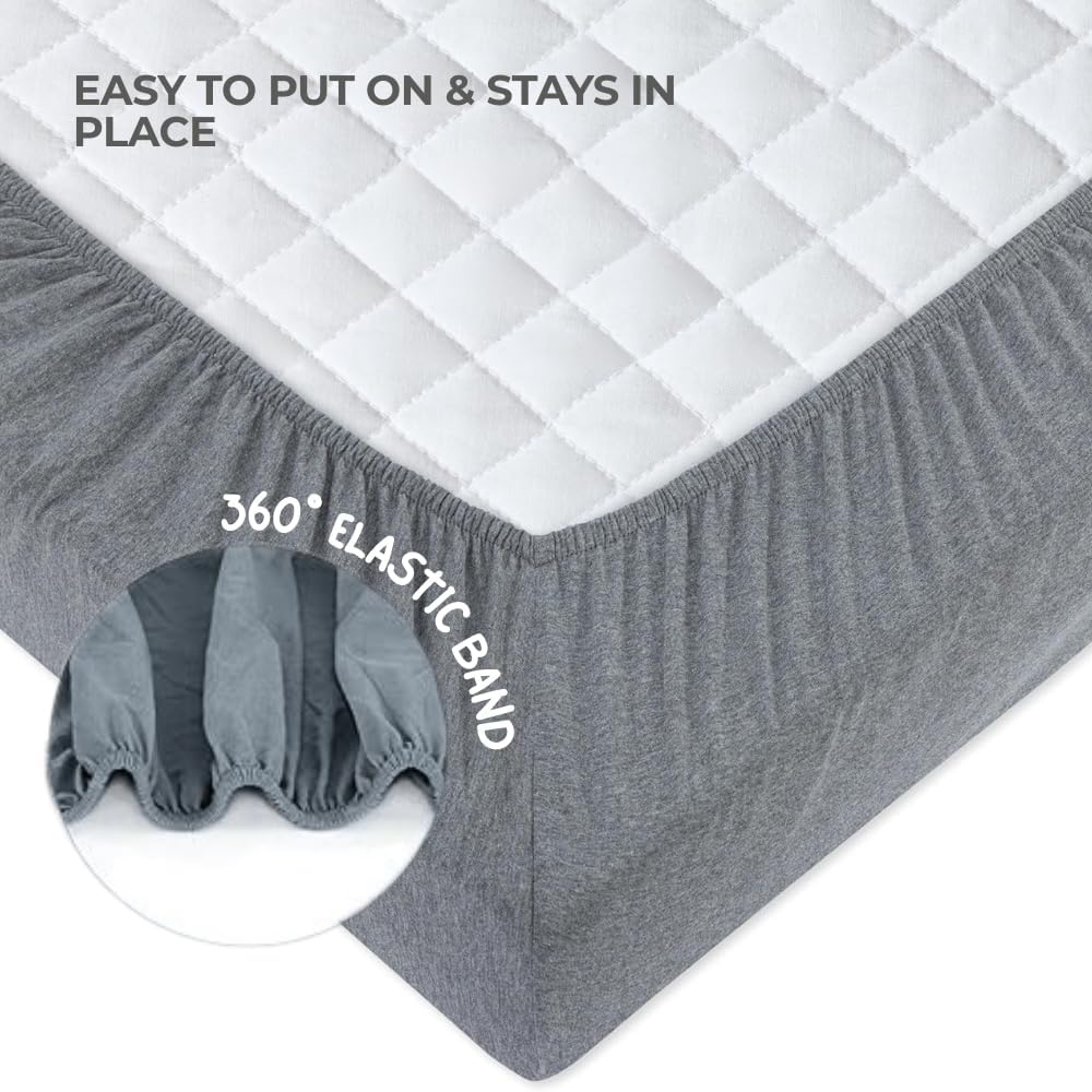 MHG Living Grey and Silver Jersey Cotton Fitted Cot Bed Sheet 140 x 70cm 2 Pack Image 7