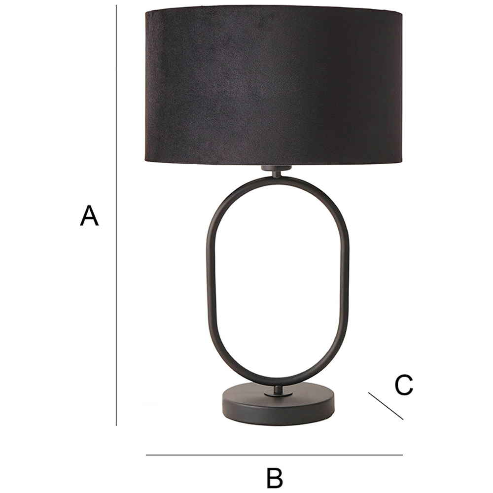 ValueLights Antonia Black Velvet Drum Shade Matte Black Oval LED Table Lamp Image 7