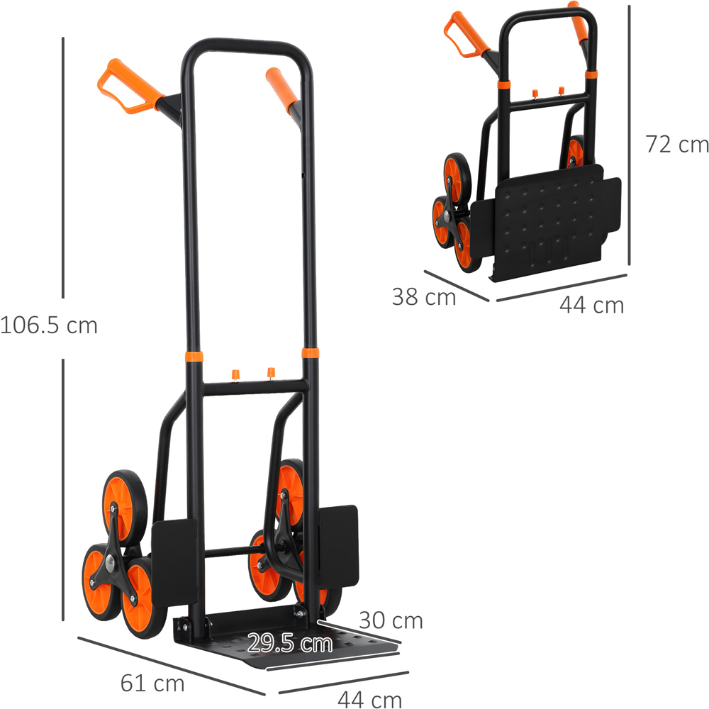 DURHAND Orange2 6 Wheel Foldable Stair Climbing Trolley Image 9